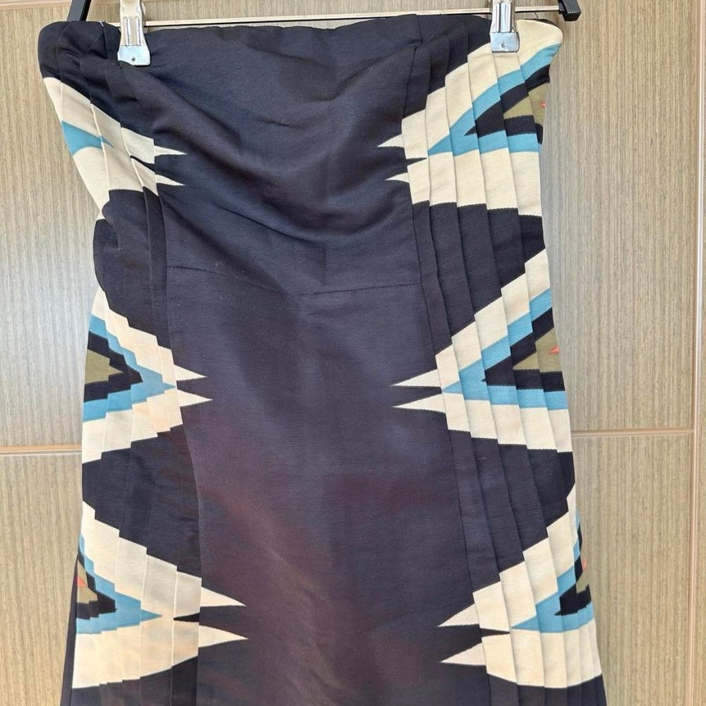 Urban Outfitters Ecote Aztec Dark Navy Strapless Dress - Medium